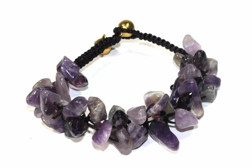 Raw Amethyst Stone Bracelet Silver Hestia