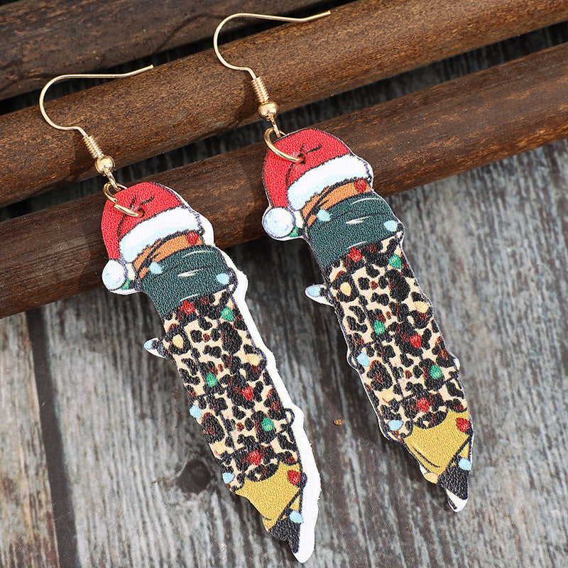 PU Leather Alloy Pencil Earrings PU Leather Alloy Earrings