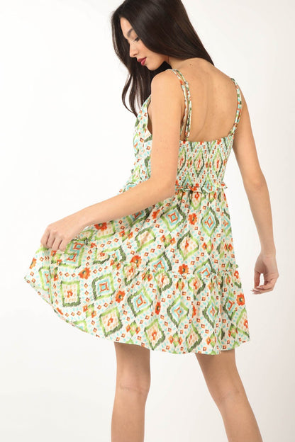 VERY J Floral Back Smocked Ruffled Mini Dress Trendsi