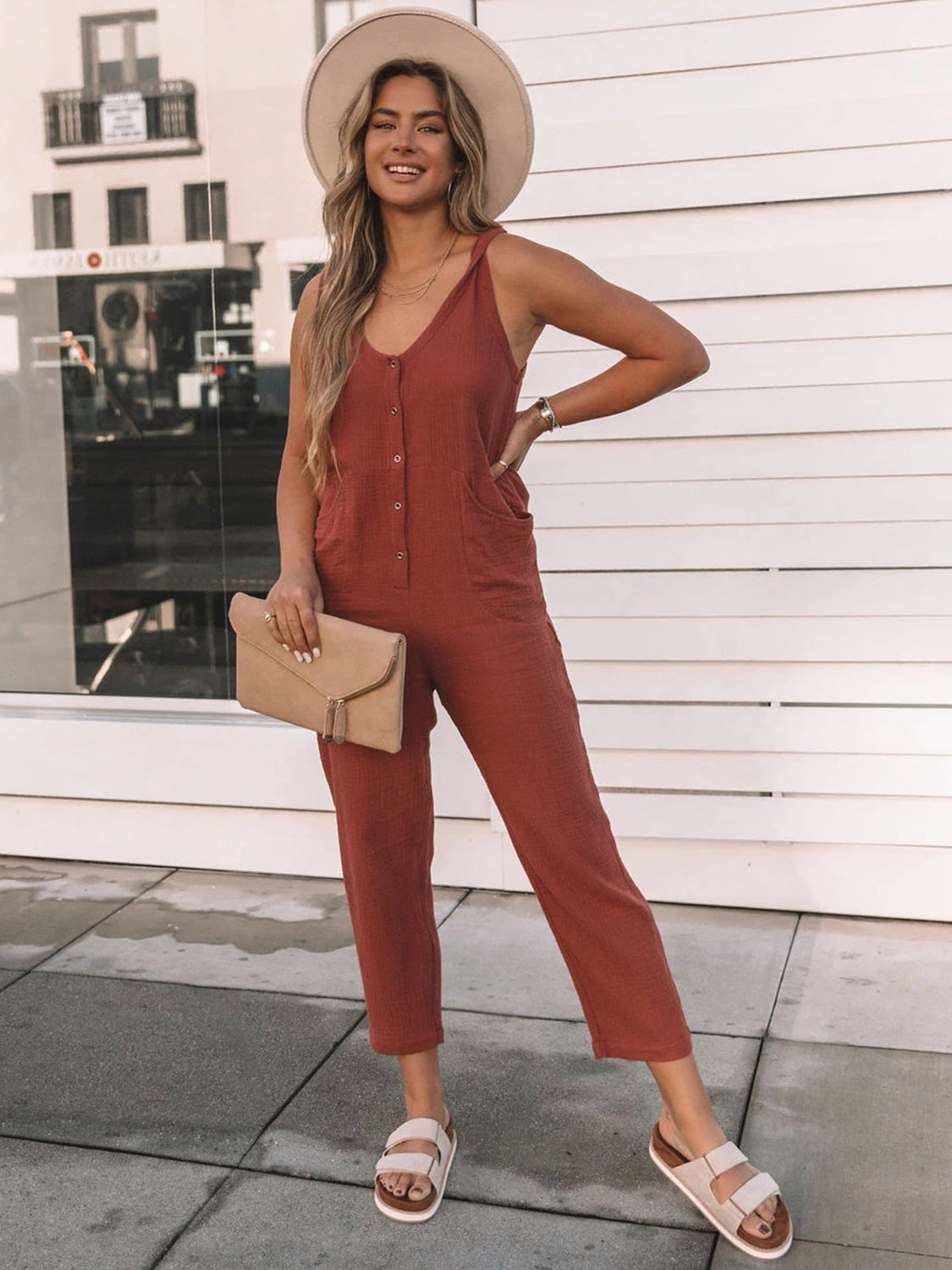 Full Size Scoop Neck Wide Strap Jumpsuit Trendsi