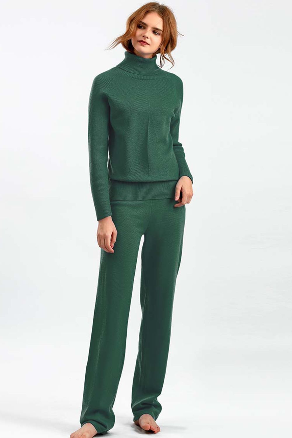 Basic Bae Turtleneck Raglan Sleeve Top and Pants Sweater Set Trendsi