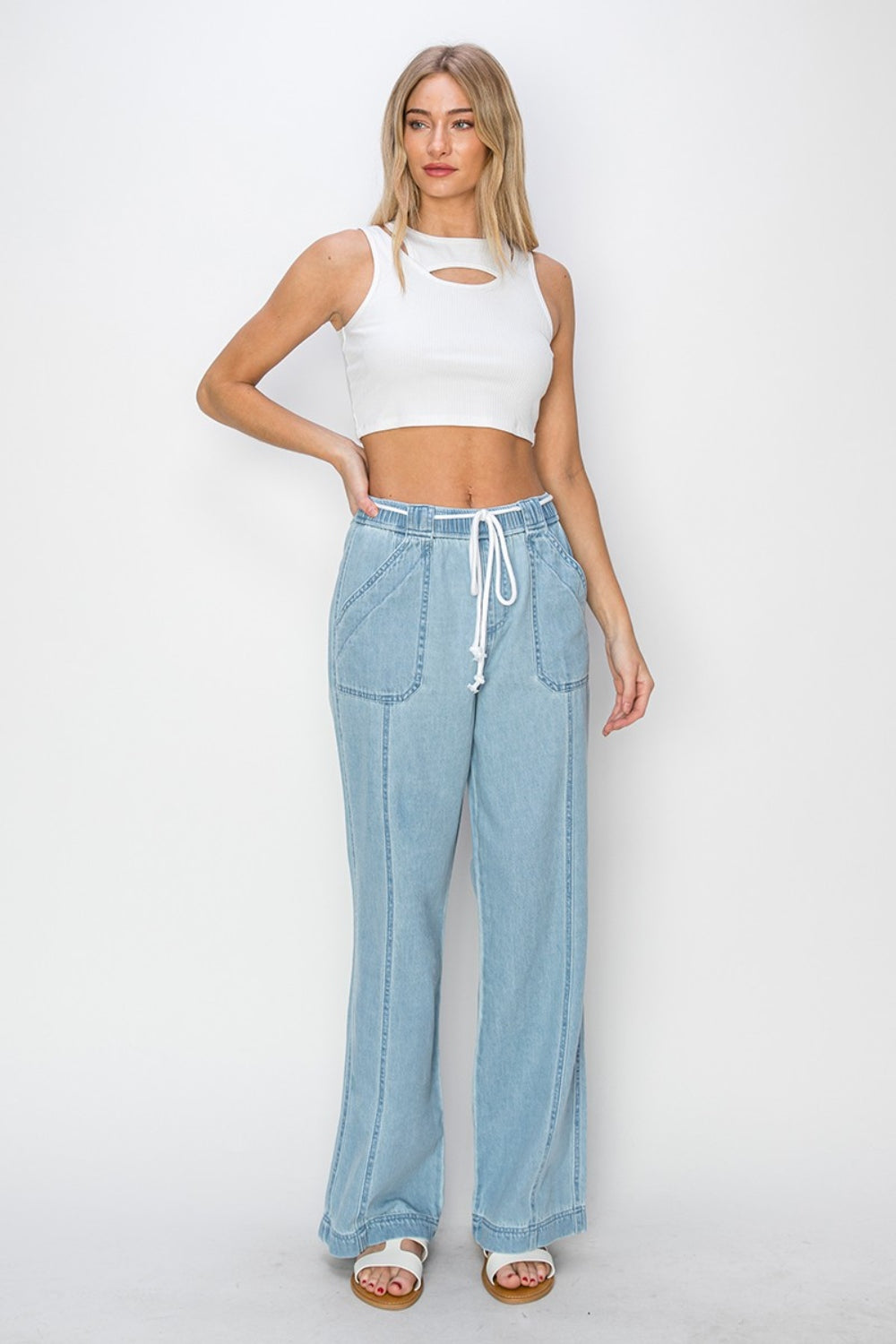 RISEN High Rise Straight Jeans Trendsi