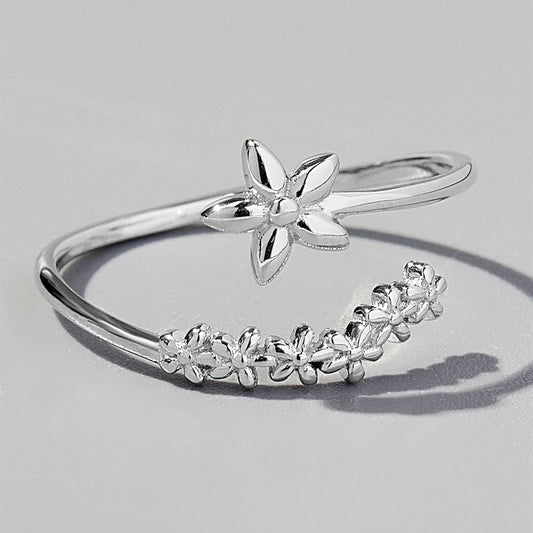 925 Sterling Silver Flower Ring Trendsi