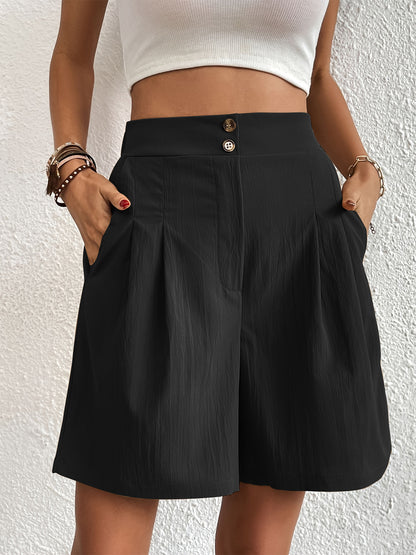 Pocketed Half Elastic Waist Shorts Trendsi