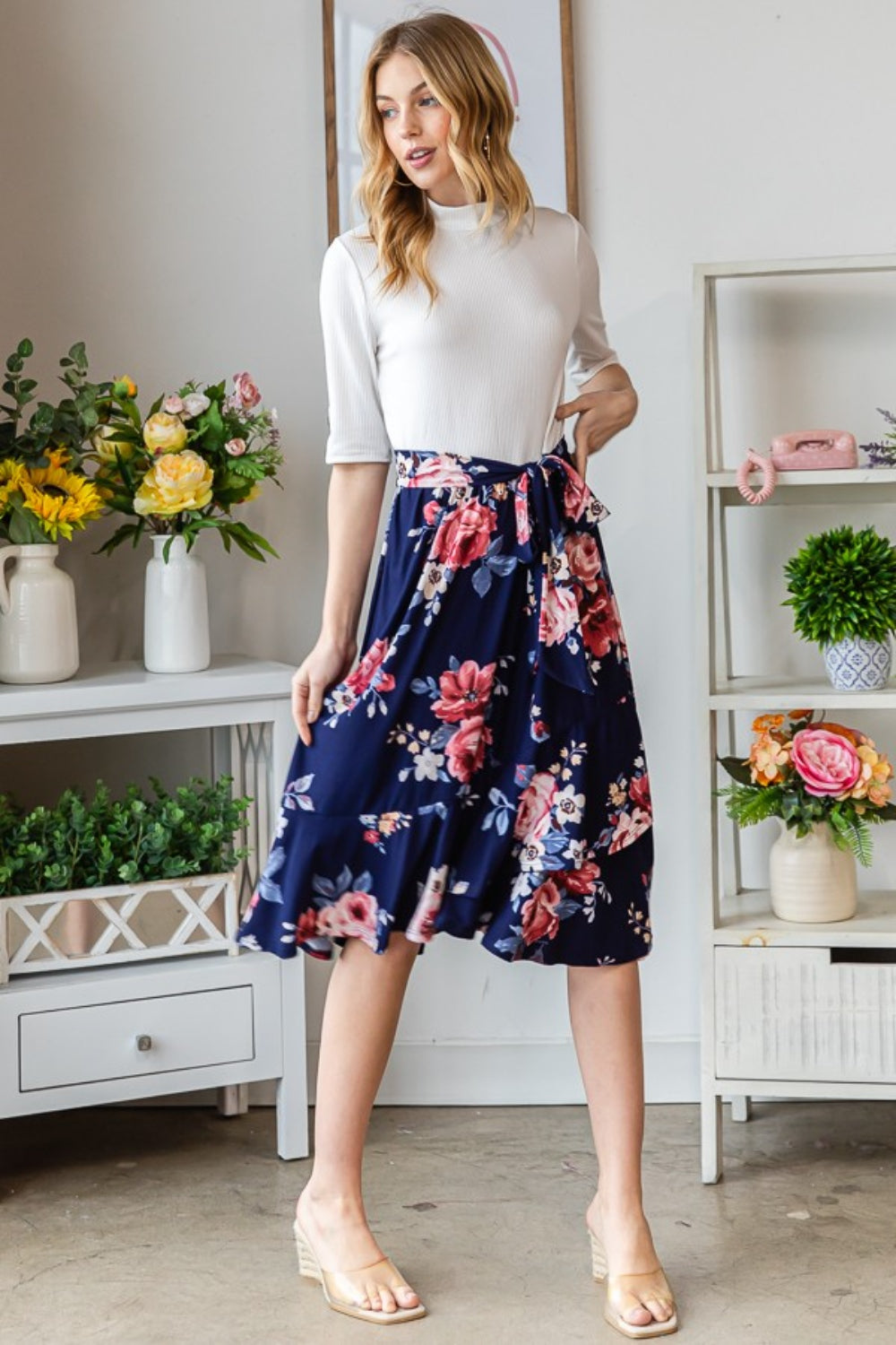 Reborn J Floral Wrap Ruffled Skirt Trendsi