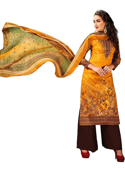 Generic Women's Cotton Salwar Material (Orange, Ivory Cassiopeia