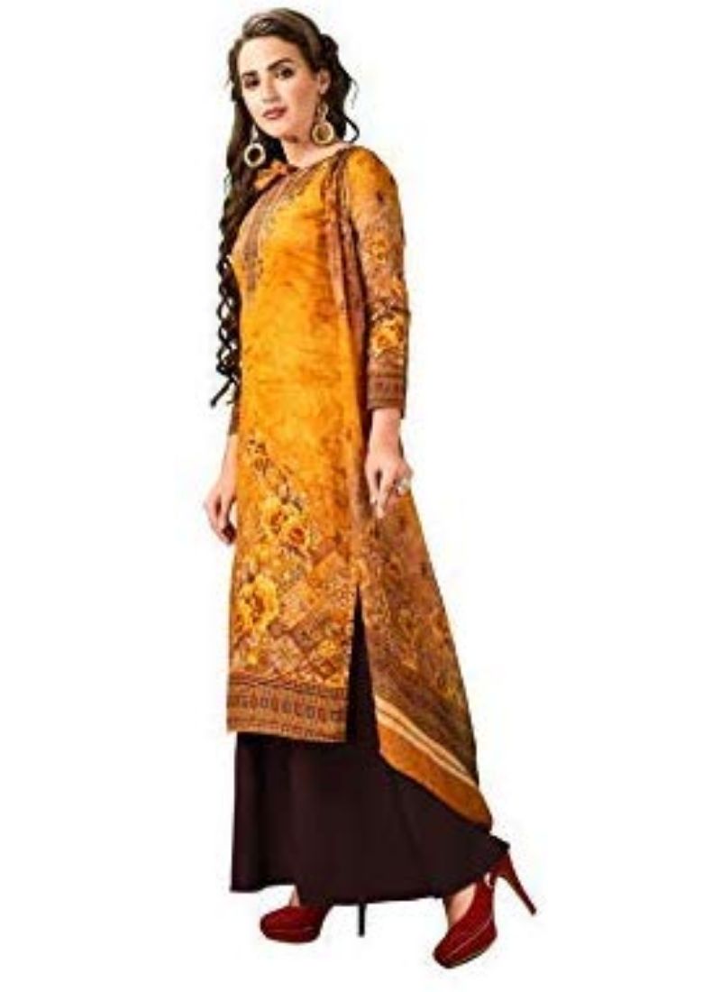 Generic Women's Cotton Salwar Material (Orange, Ivory Cassiopeia