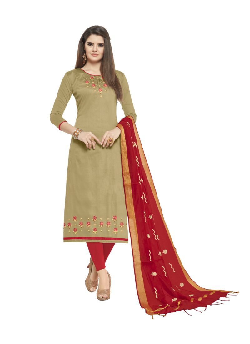 Generic Women's Slub Cotton Salwar Material Ivory Cassiopeia