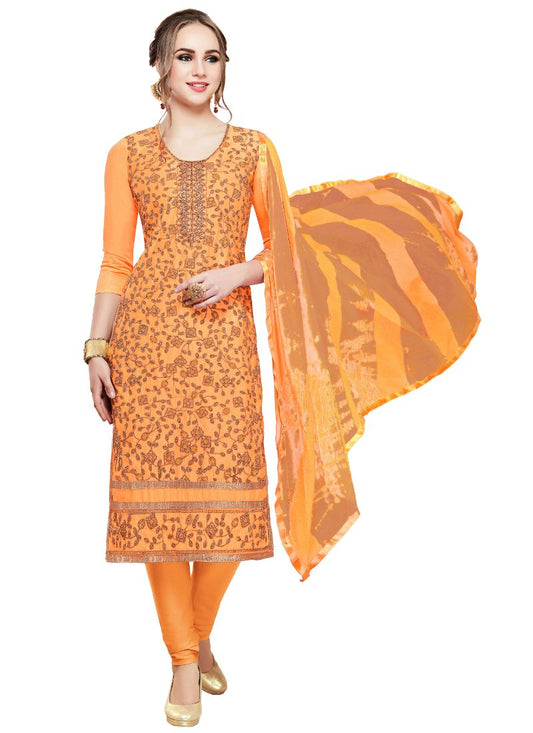 Generic Women's Cotton Salwar Material (Oranage, Ivory Cassiopeia