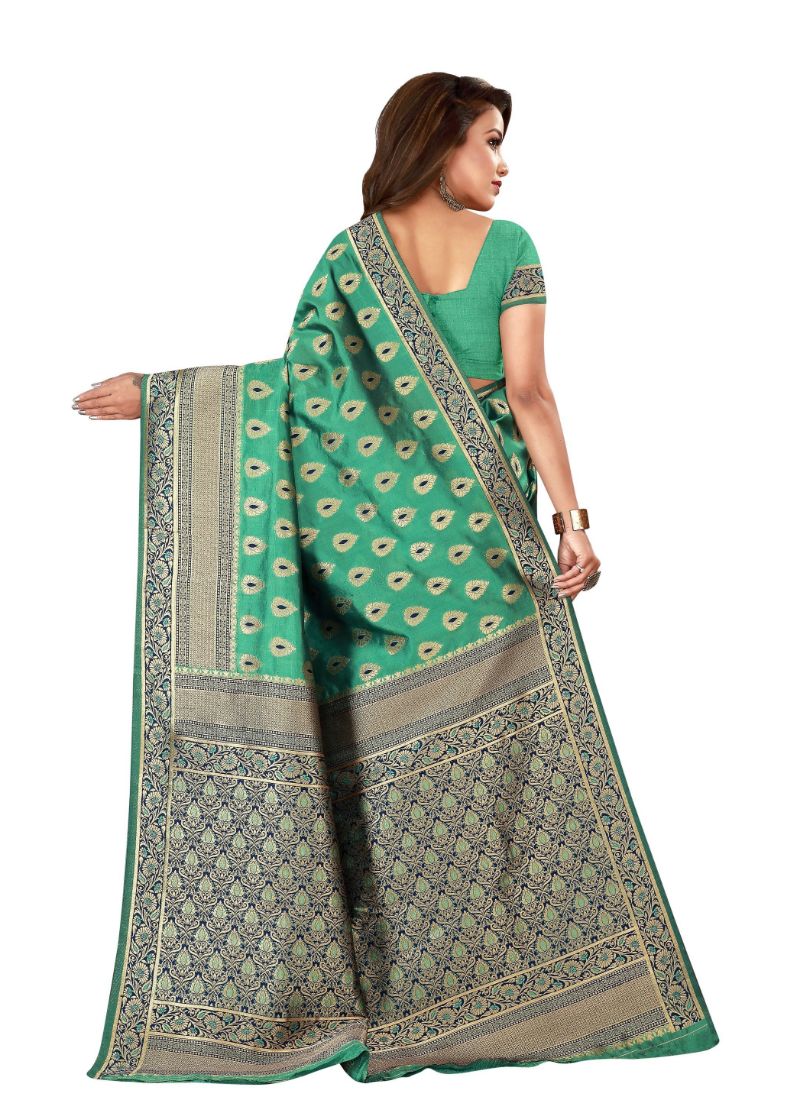 Generic Women's Banarasi silk Saree with Blouse Ivory Cassiopeia