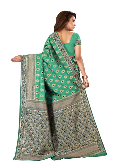 Generic Women's Banarasi silk Saree with Blouse Ivory Cassiopeia