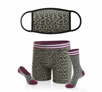 Cheetah Face Cover & Underwear/Sock Bundle Fuchsia Alder