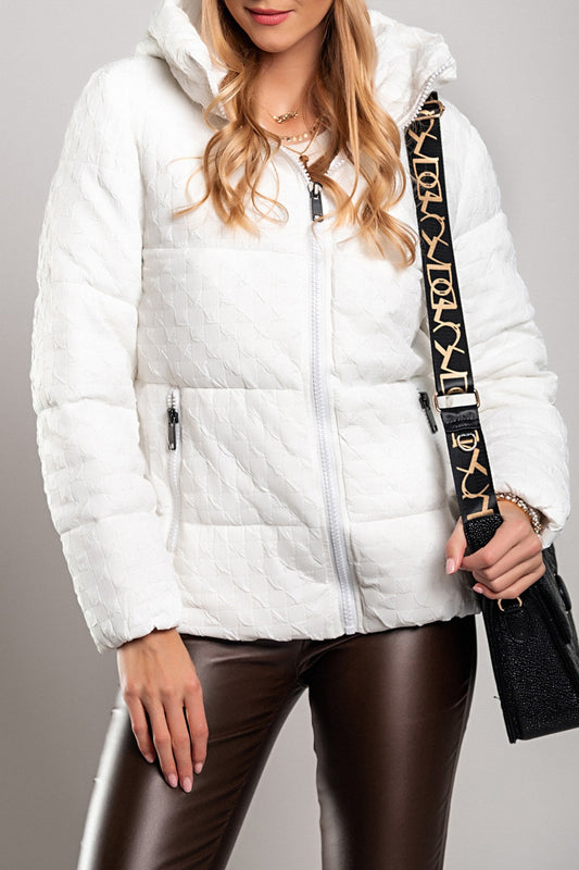 Short padded jacket with hood, white Scarlet Chaos