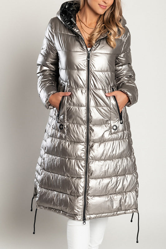 Long winter jacket with hood, 2237, silver Scarlet Chaos