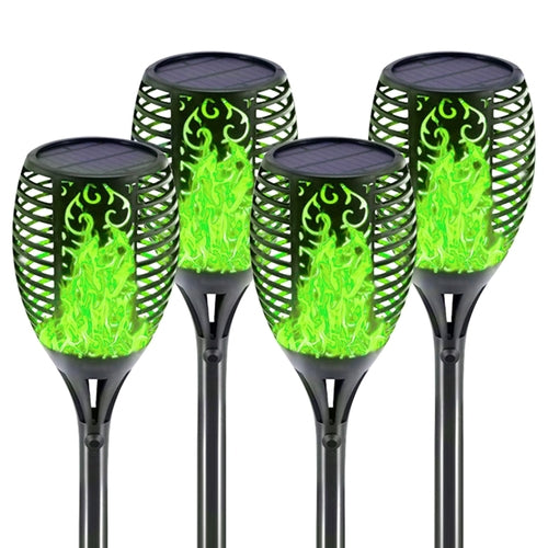 4 Pack Solar Lights Outdoor Solar 12 Led Torch Flickering Flame Lights Pink Iolaus