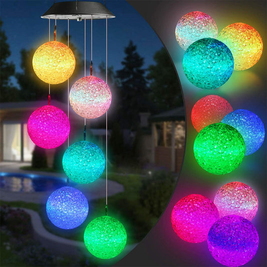 Solar Crystal Ball Wind Chime Light Color Changing Solar LED String Pink Iolaus