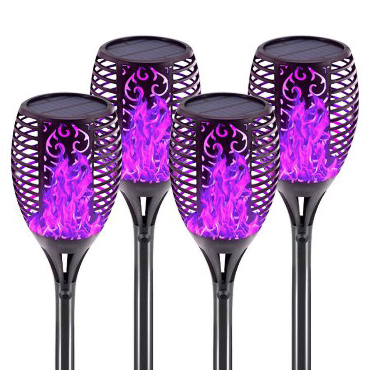 4 Pack Solar Lights Outdoor Solar 12 Led Torch Flickering Flame Lights Pink Iolaus