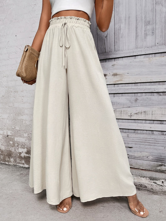 Honey Tied High Waist Wide Leg Pants Trendsi