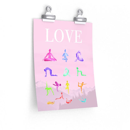 Love Yoga 14 Poses Premium Matte Poster Yellow Pandora