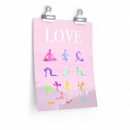 Love Yoga 14 Poses Premium Matte Poster Yellow Pandora