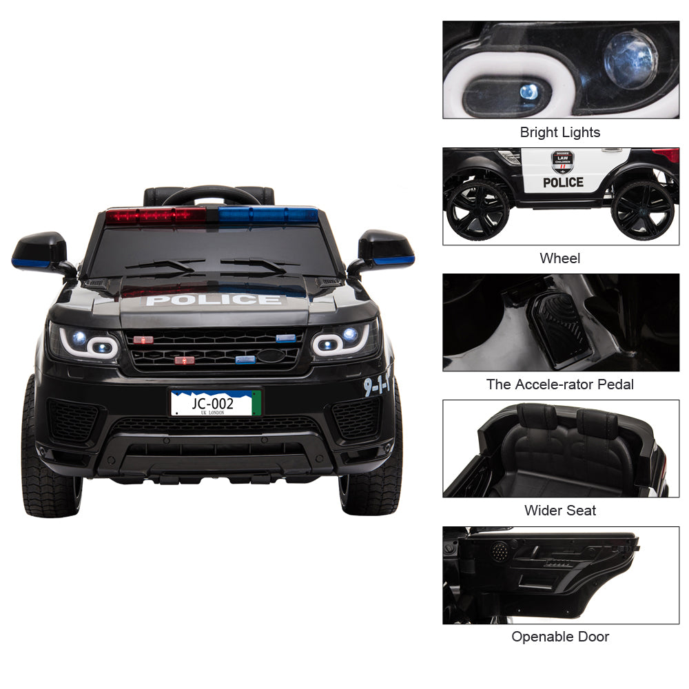 12V Kids Police Ride On Car Electric Cars 2.4G Remote Control, LED Flashing Light, Music & Horn. 6cc08b-1a