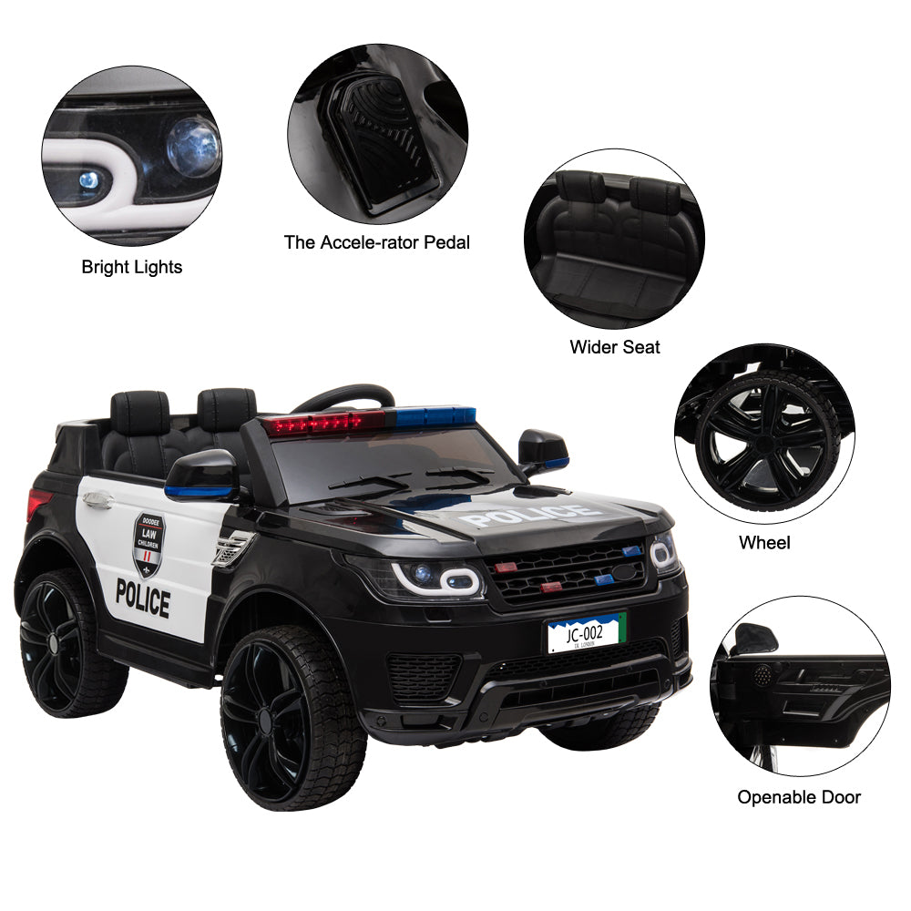 12V Kids Police Ride On Car Electric Cars 2.4G Remote Control, LED Flashing Light, Music & Horn. 6cc08b-1a