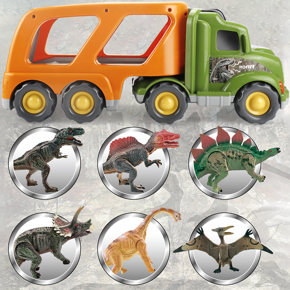 Car Truck Toy for 3 4 5 6 Years Old Boys and Girls, Dinosaur Transport Truck Including T-Rex, Pterodactyl, Brachiosaurus, for Boys & Girls(Notice: Cannot ship out the goods at weekends.) 6cc08b-1a