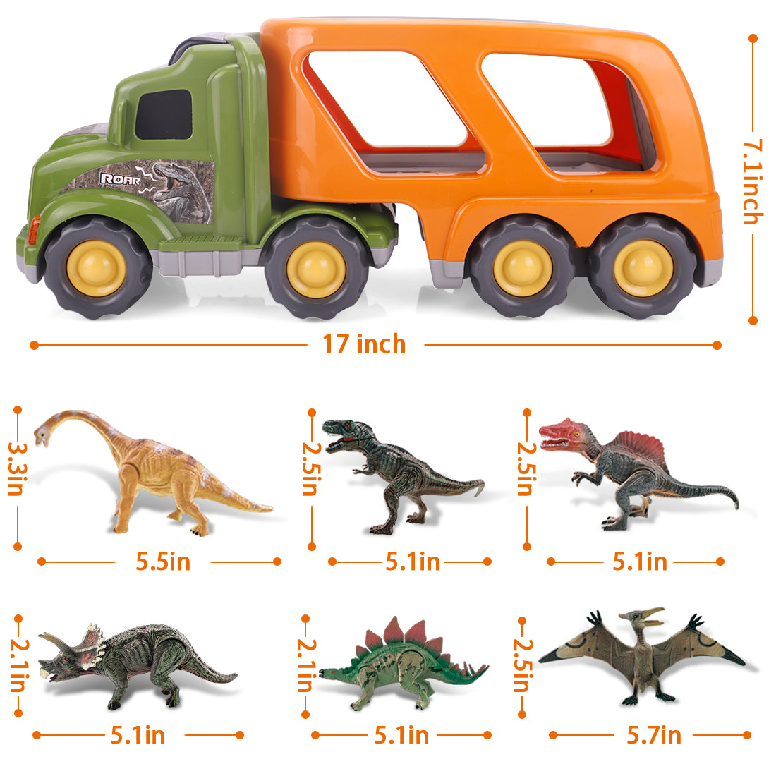 Car Truck Toy for 3 4 5 6 Years Old Boys and Girls, Dinosaur Transport Truck Including T-Rex, Pterodactyl, Brachiosaurus, for Boys & Girls(Notice: Cannot ship out the goods at weekends.) 6cc08b-1a