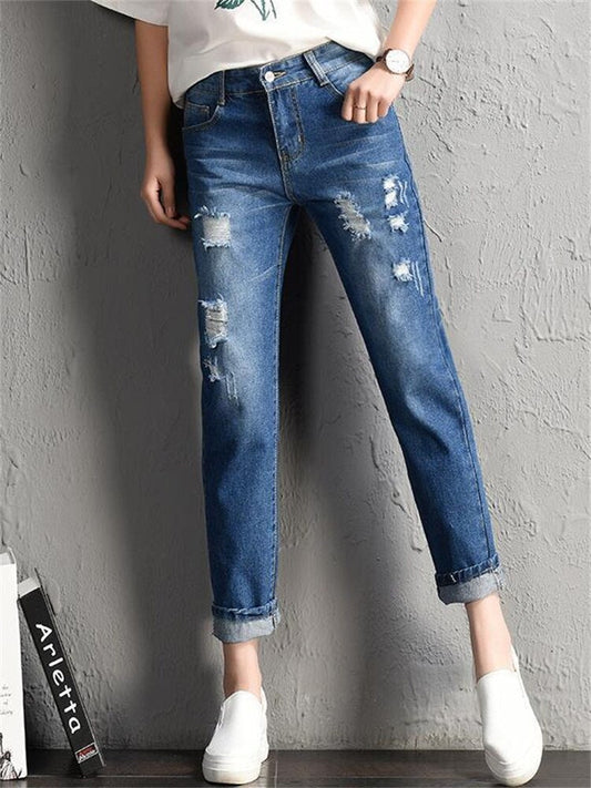 Denim Pants Ripped Hole Jeans Casual High Street Denim Pants Sexy Lavender Coco