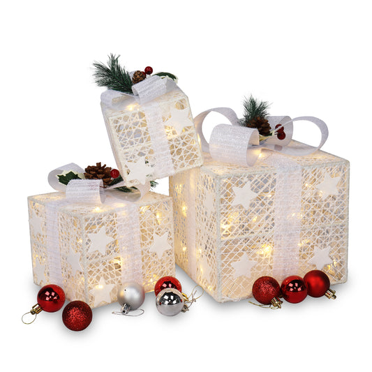 3pcs Square ABS Plastic Rack Garden Festive Decoration LED60 Light Warm White Light Cotton Thread Powder Gift Box 6cc08b-1a