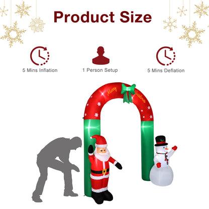 8ft with Santa Snowman 7 Lights Inflatable Festive Arch Decoration 6cc08b-1a