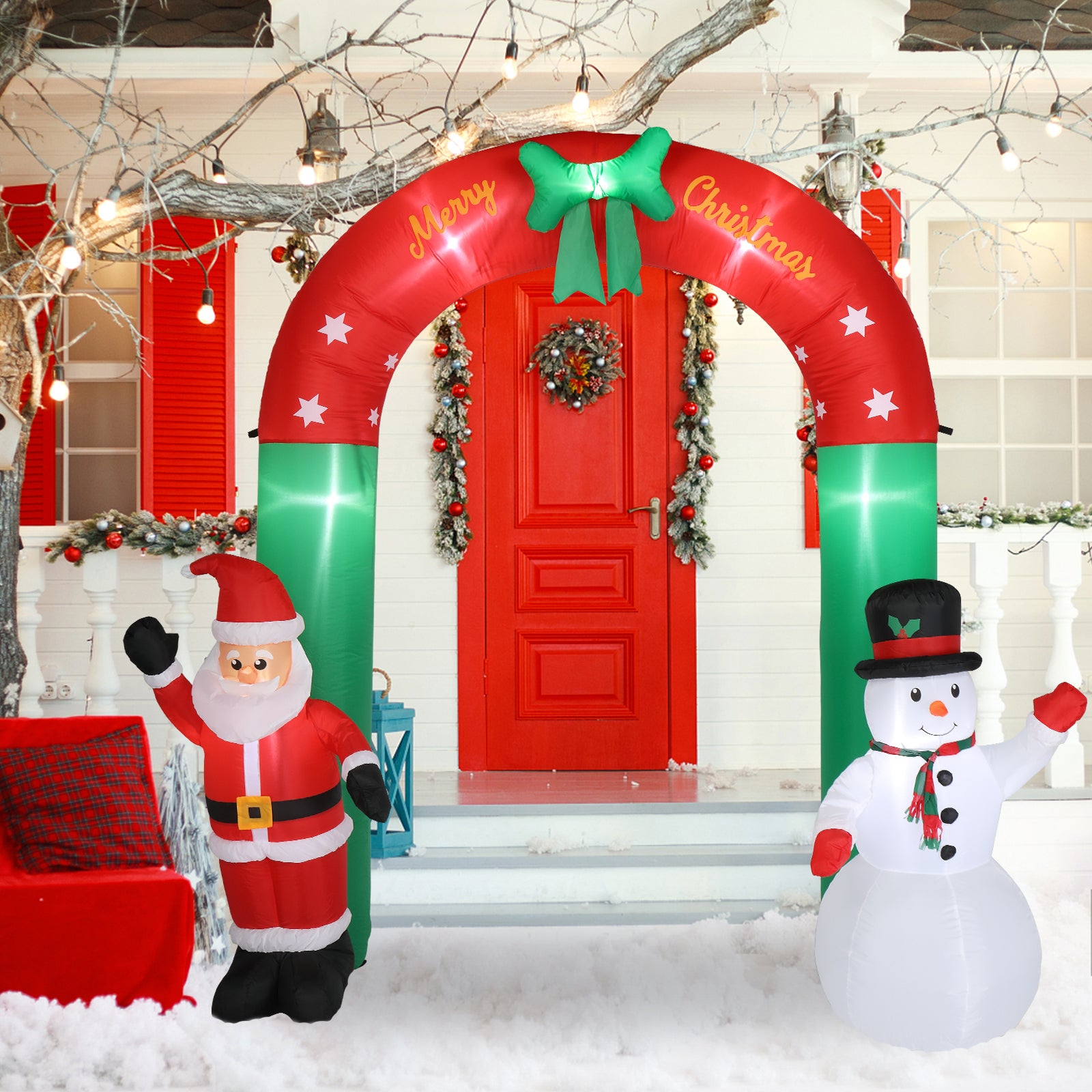 8ft with Santa Snowman 7 Lights Inflatable Festive Arch Decoration 6cc08b-1a