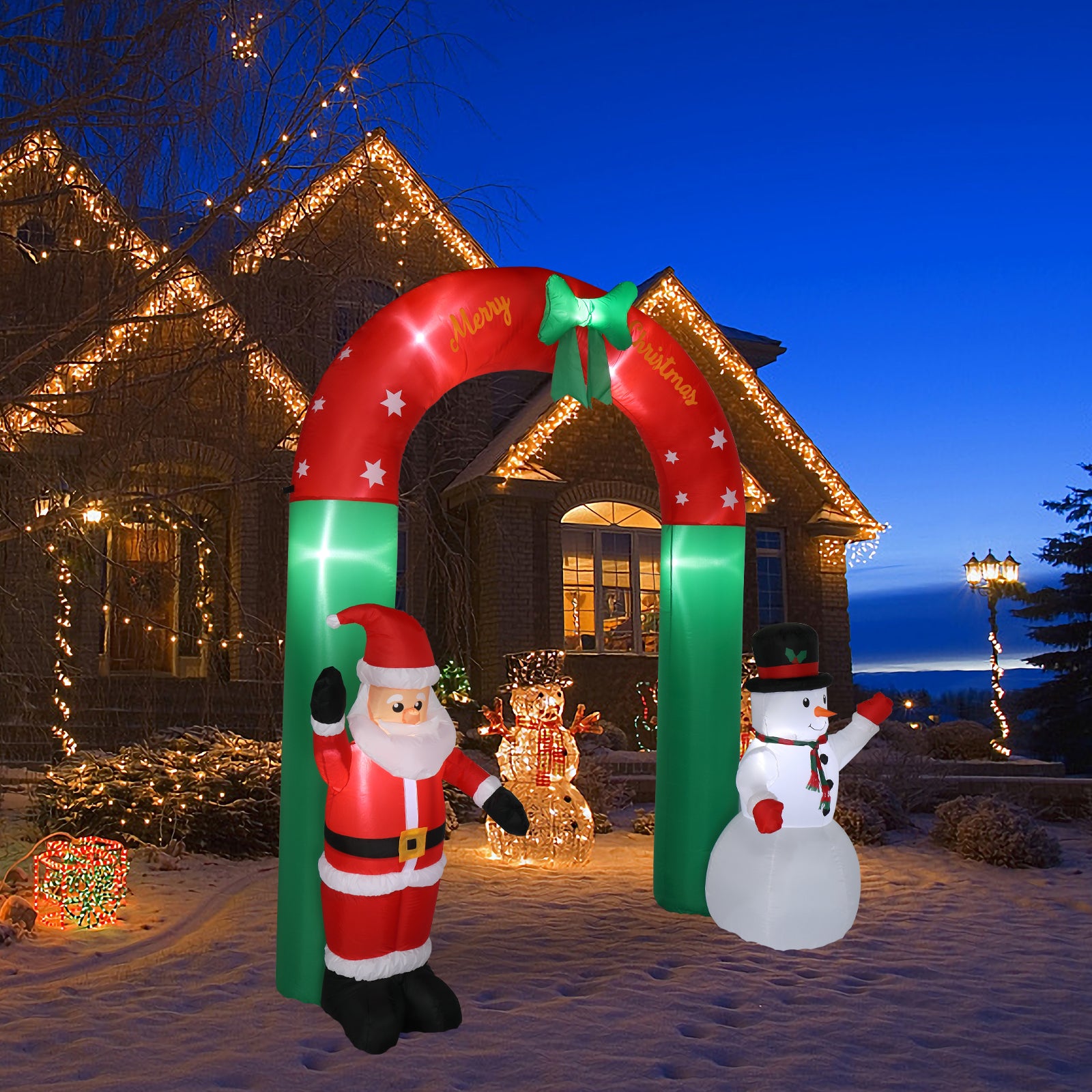 8ft with Santa Snowman 7 Lights Inflatable Festive Arch Decoration 6cc08b-1a