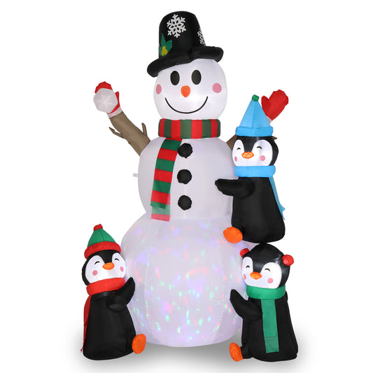 6ft With 3 Penguins, 4 Light Strings, 1 Colorful Rotating Light, Inflatable, Garden Snowman Decoration 6cc08b-1a