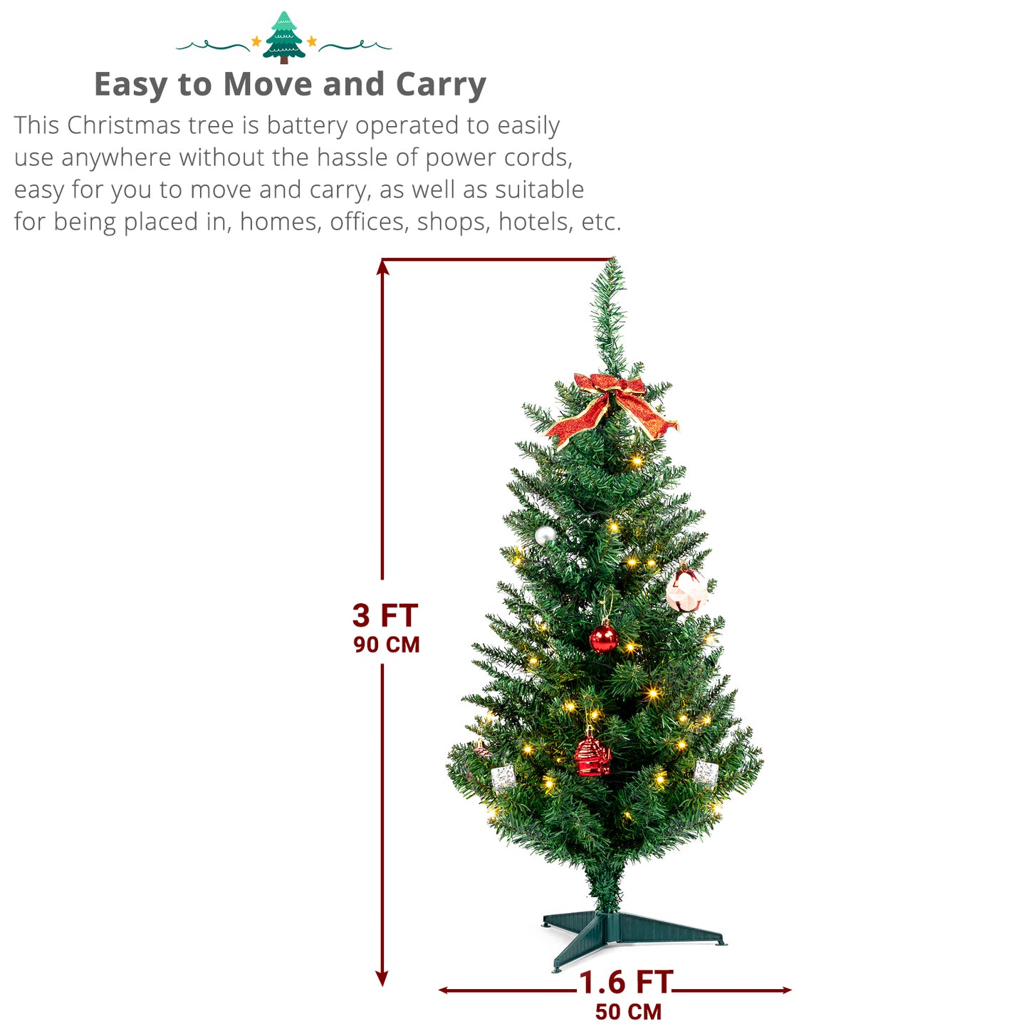 3ft 129 Branches with Santa Claus Decoration PVC Branch Iron Bracket Christmas Tree Green 6cc08b-1a