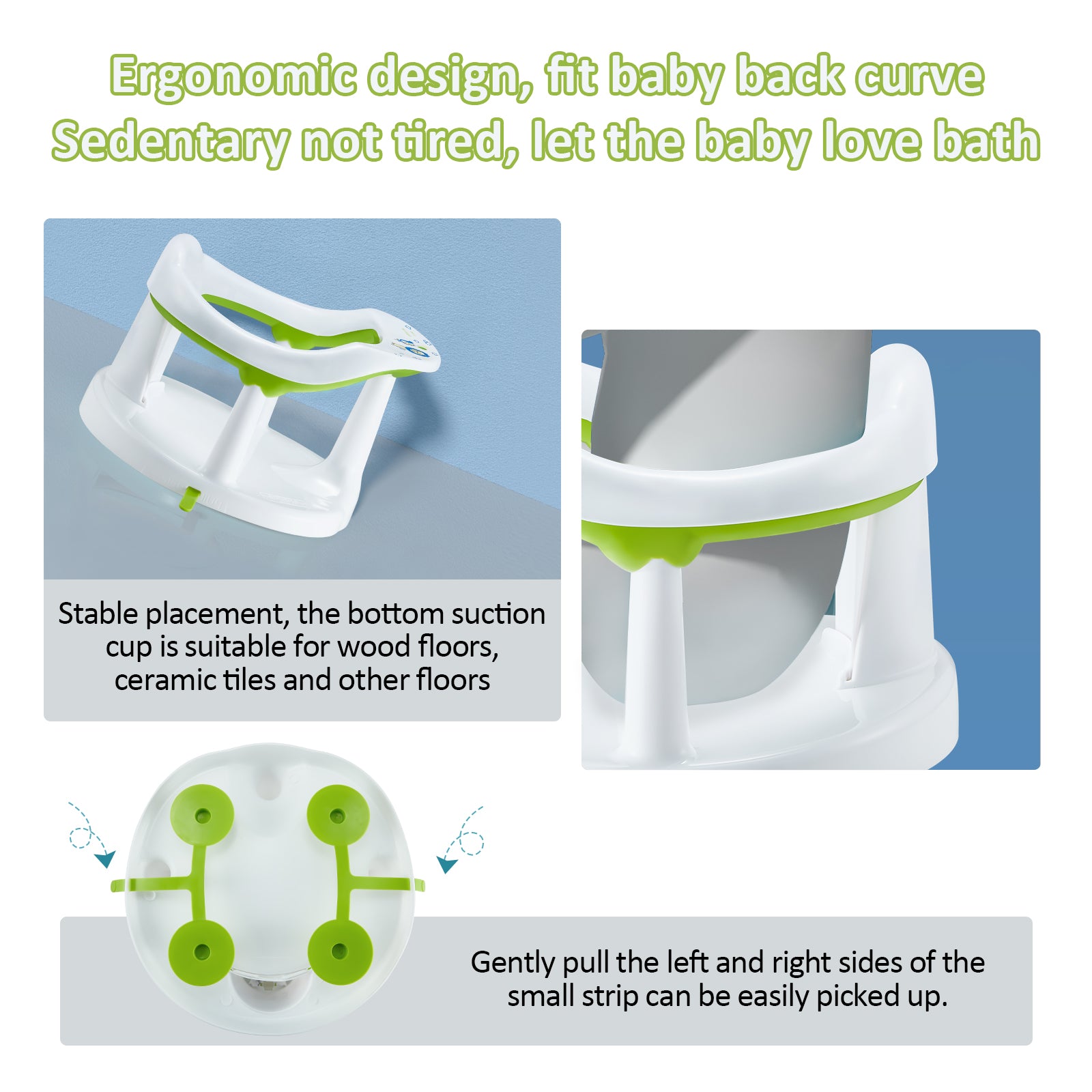 Baby Bath Seat,Baby Bath Chair, Newborn Shower Seat Bathtub Seat Cushion Children's Wrap-Around Shower Chair for 6 Months&Up (White) 6cc08b-1a