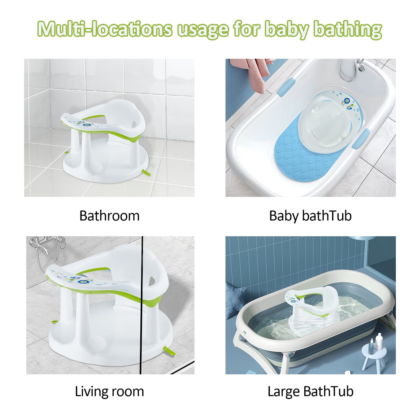 Baby Bath Seat,Baby Bath Chair, Newborn Shower Seat Bathtub Seat Cushion Children's Wrap-Around Shower Chair for 6 Months&Up (White) 6cc08b-1a