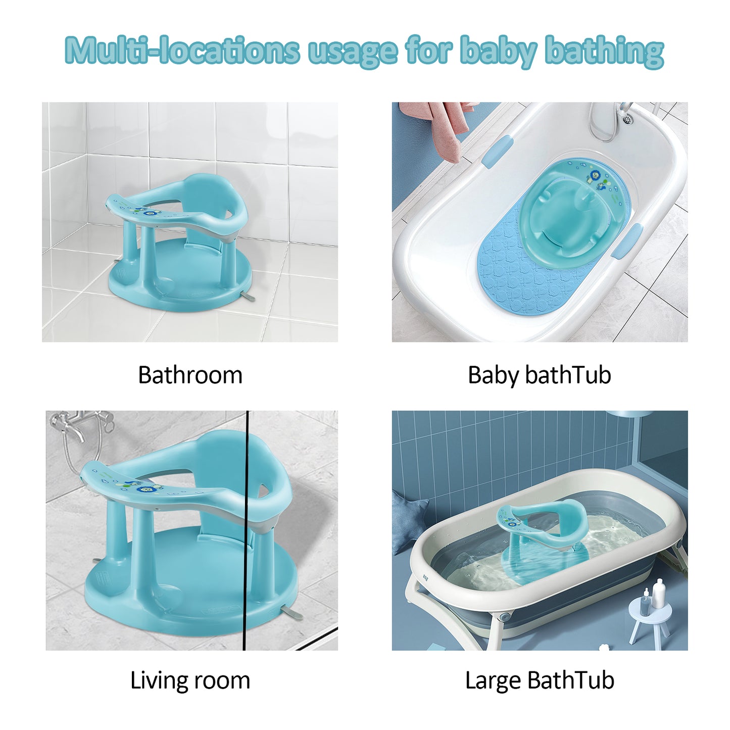 Baby Bath Seat,Baby Bath Chair, Newborn Shower Seat Bathtub Seat Cushion Children's Wrap-Around Shower Chair for 6 Months&Up (Cyan) 6cc08b-1a