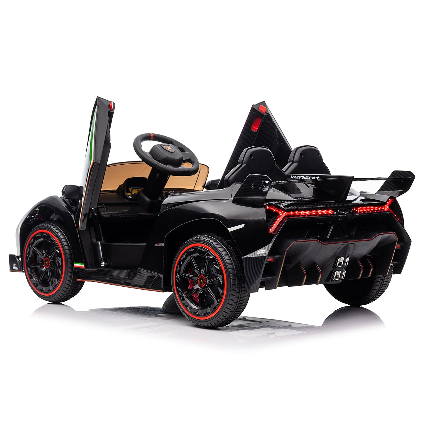 LEADZM Lamborghini Poison Small Dual Drive 12V 4.5AH with 2.4G Remote Control Sports Car Electric Car Black 6cc08b-1a