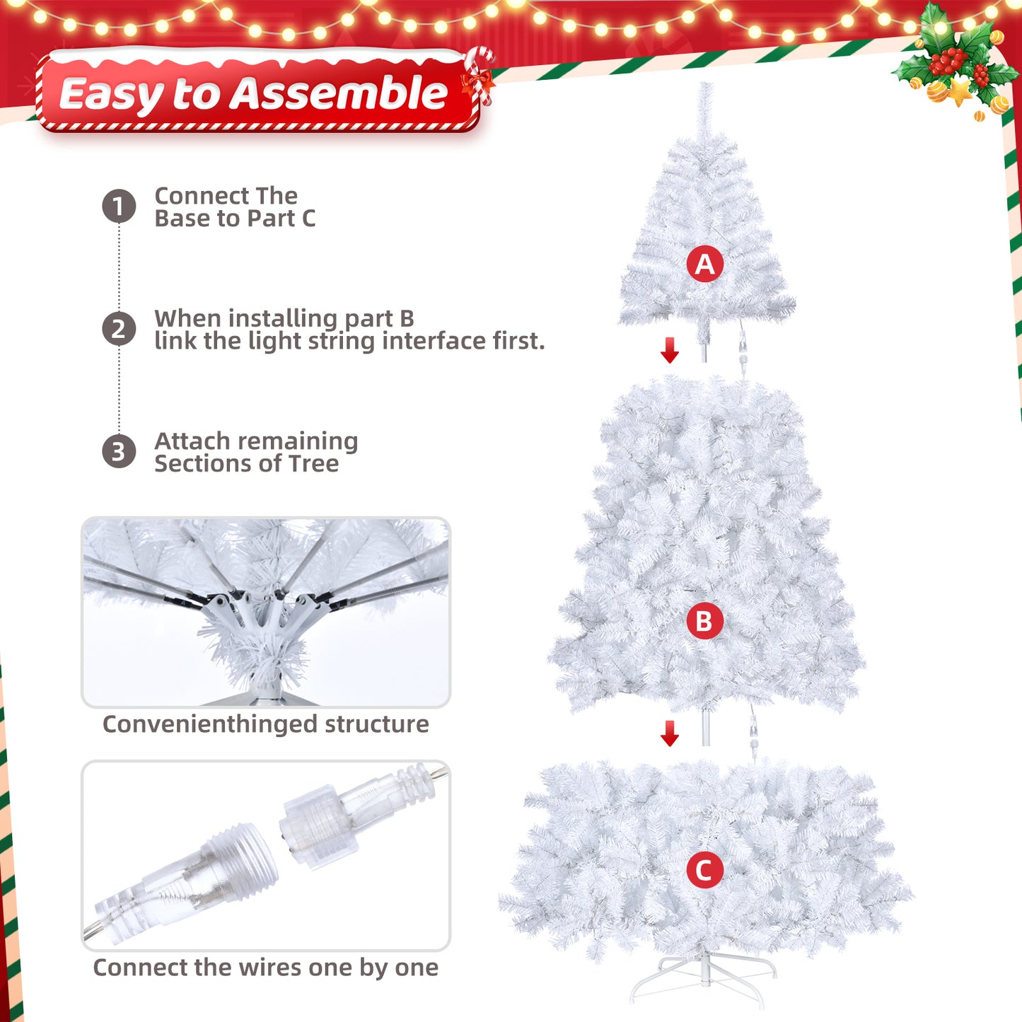 8ft White 670 Lights Warm Color 8 Modes 2008 Branch Christmas Tree White 6cc08b-1a