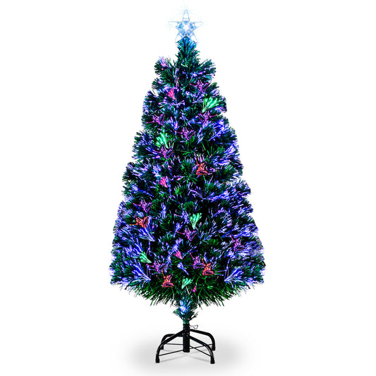 6ft Top With Stars PVC Material Fiber Optics 36 Lights With Snowflakes  Colorful Color Change 230 Branches Christmas Tree Green 6cc08b-1a