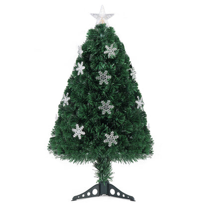 3ft Top With Stars， Plastic Base, PVC Material, 12  Light Colorful Discoloration With Snow Flakes, 85 Branches, Christmas Tree, Green 6cc08b-1a