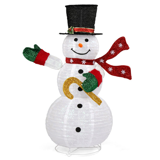 4ft Lighted Pop-Up Snowman, Large Christmas Holiday Decoration w/ 100 LED Lights, Top Hat, Scarf for Outdoor Lawn Yard Xmas Decor 6cc08b-1a