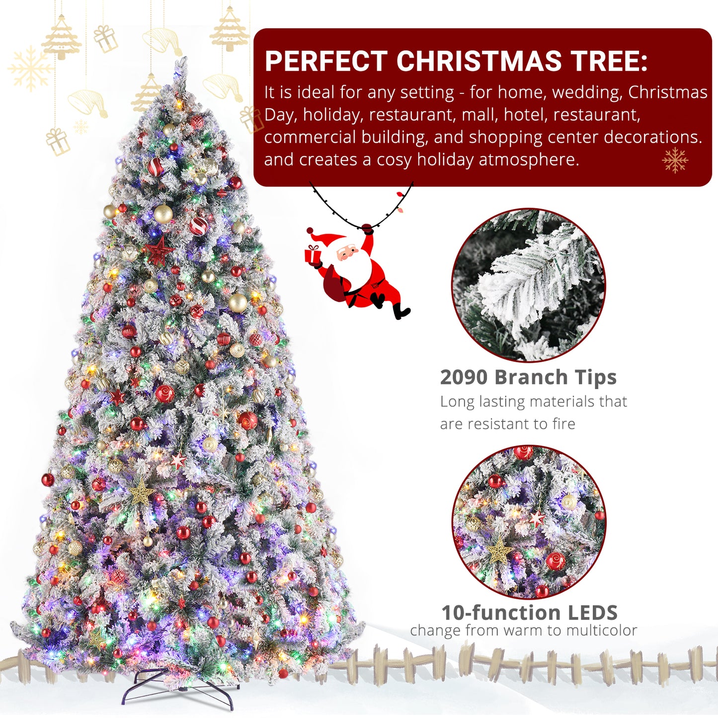 9ft 2094 Branch Automatic Tree Structure PVC Material Green Flocking 900 Lights Warm Color Four Colors 8 Modes With Remote Control Christmas Tree 6cc08b-1a