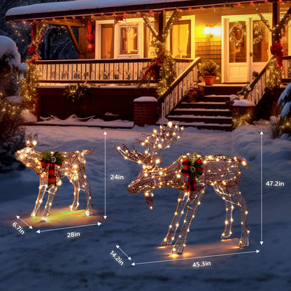 2pcs 4ft 30V 3.6W Moose Family 200LED Leather String Light Garden Moose Decoration Brown 6cc08b-1a