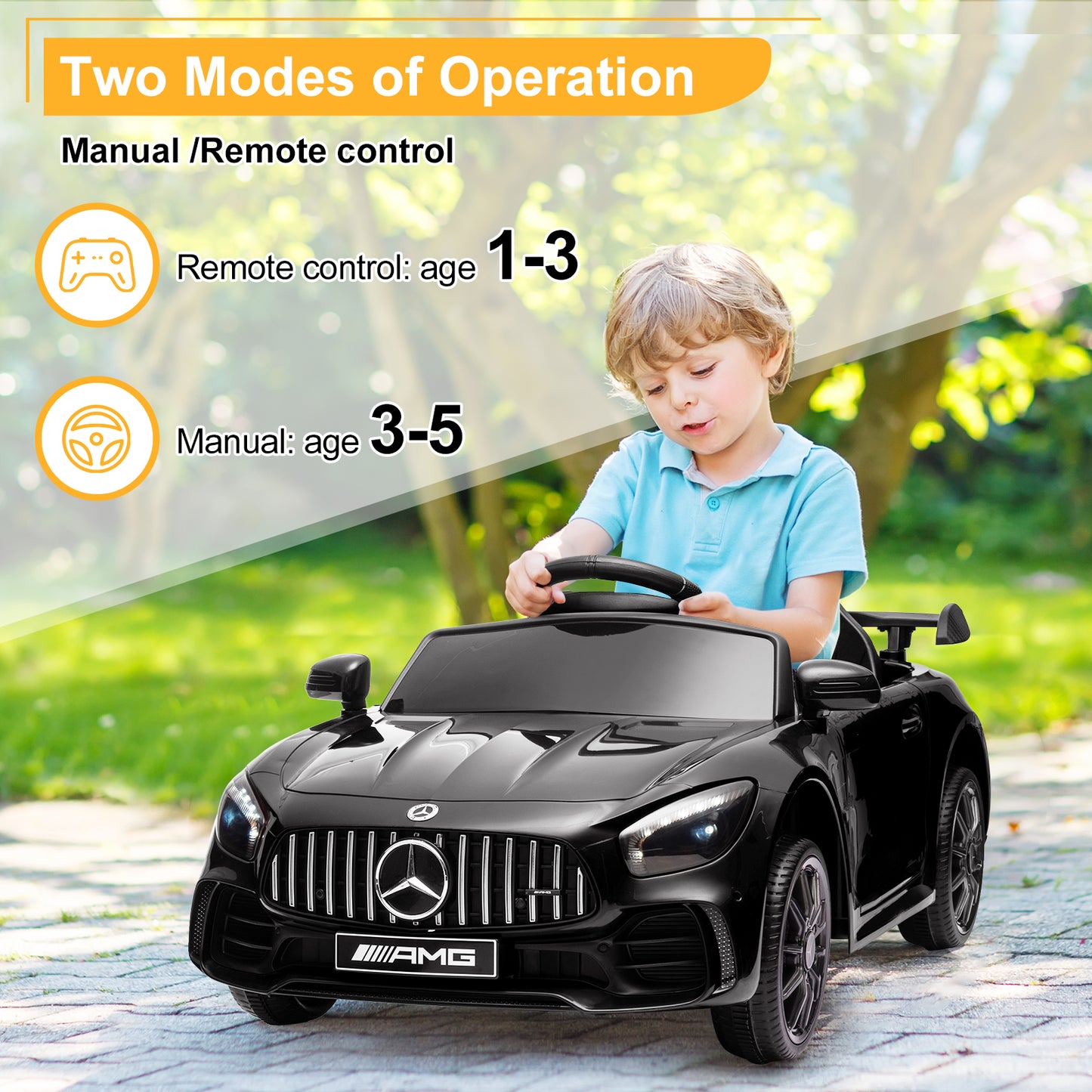 LEADZM Dual Drive 12V 4.5Ah with 2.4G Remote Control Mercedes-Benz Sports Car Black 6cc08b-1a