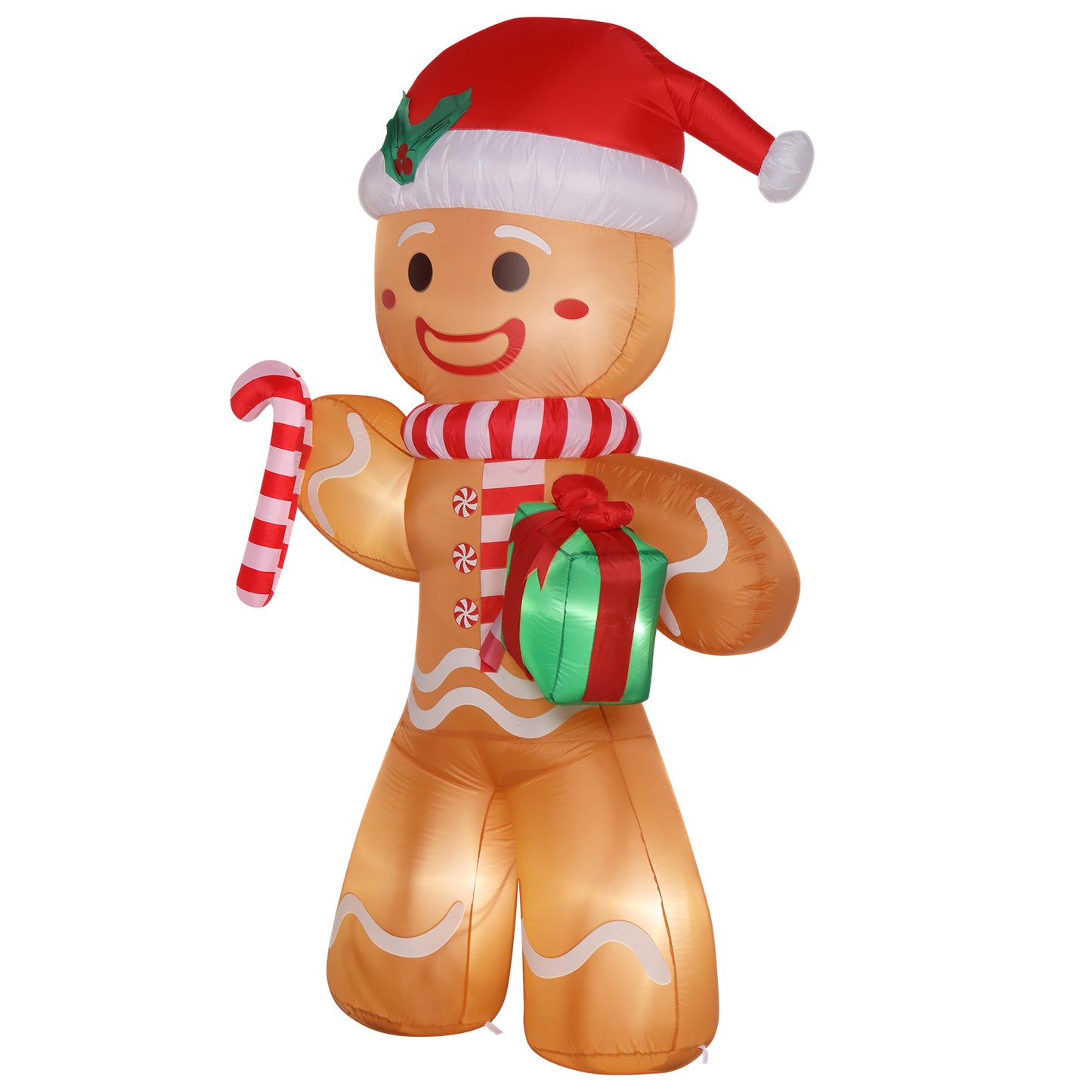 8ft 15W 5 LED Lights Gingerbread Man Holding Gift Garden Gingerbread Man Decoration 6cc08b-1a