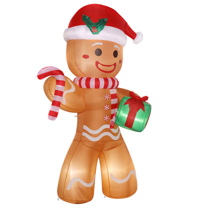 8ft 15W 5 LED Lights Gingerbread Man Holding Gift Garden Gingerbread Man Decoration 6cc08b-1a