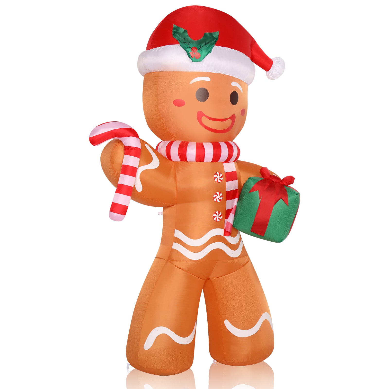 8ft 15W 5 LED Lights Gingerbread Man Holding Gift Garden Gingerbread Man Decoration 6cc08b-1a