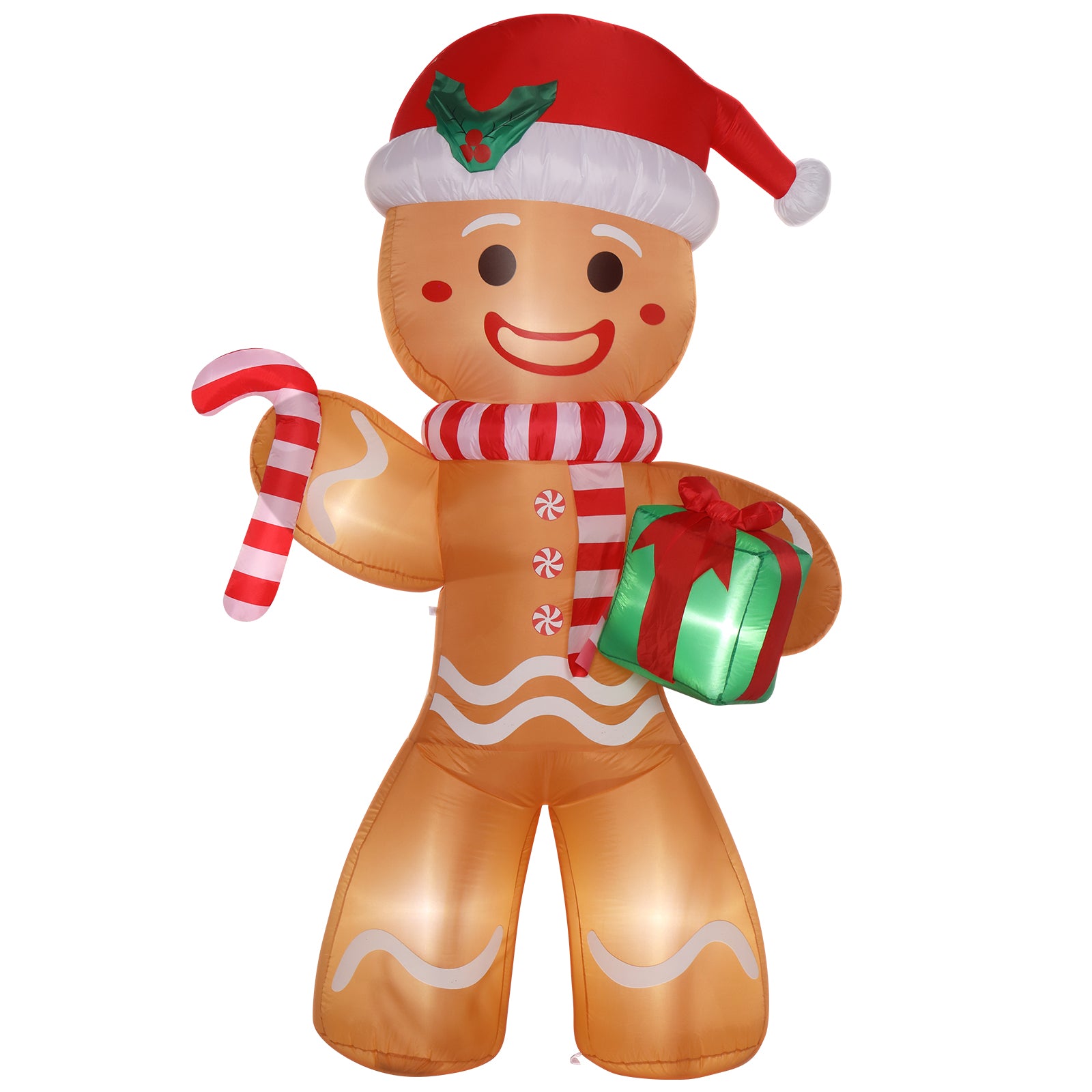 8ft 15W 5 LED Lights Gingerbread Man Holding Gift Garden Gingerbread Man Decoration 6cc08b-1a